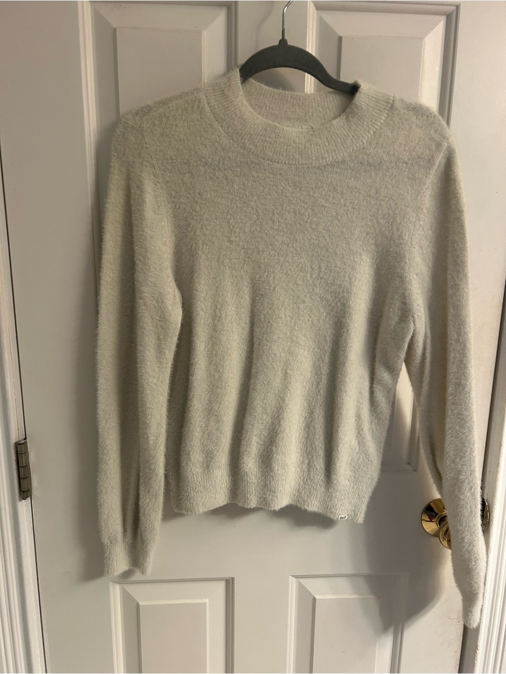 Girls abercrombie kids Cream Fuzzy Crewneck Sweater